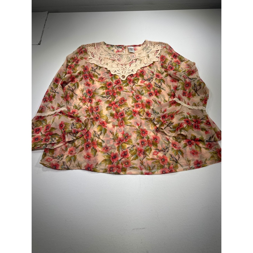 Disney Snow White LC Lauren Conrad Floral Lace Collar Bell Sleeve Blouse Large
